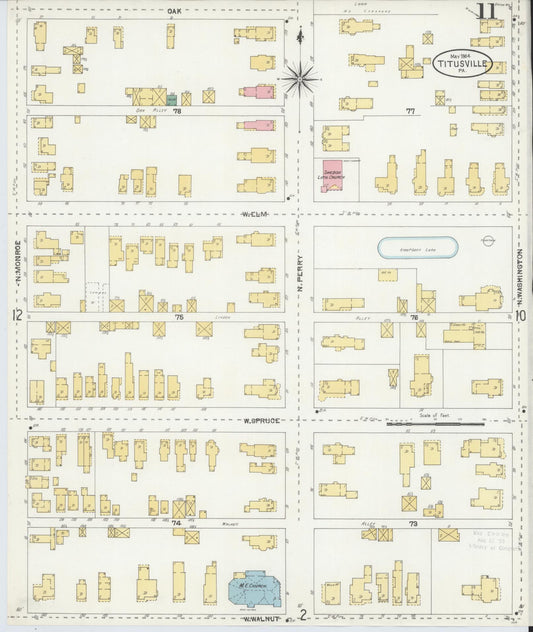 Sanborn Fire Insurance Map from Titusville, Crawford County, Pennsylvania (1904), Sheet #0011 - Historic Sanborn Fire Insurance Map Print, vintage old map wall art, antique decor, genealogy gift, Pennsylvania Pennsylvania map