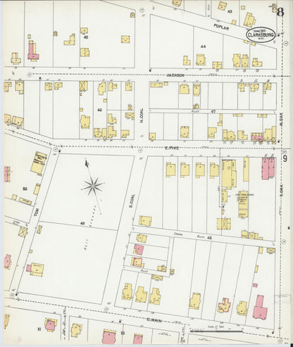 Sanborn Fire Insurance Map from Clarksburg, Harrison County, West Virginia (1902), Sheet #0008 - Complete Map Set gallery image, historic Sanborn map, vintage wall art, West Virginia West Virginia