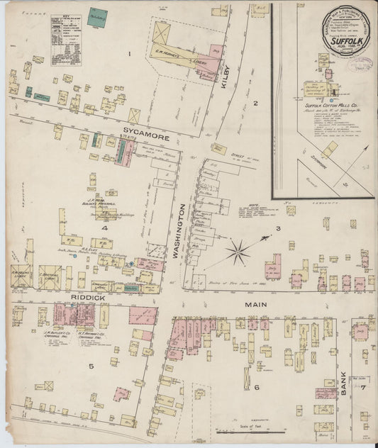 Sanborn Fire Insurance Map from Suffolk, Independent Cities, Virginia. (1885) – Historic Sanborn Fire Insurance Map Print