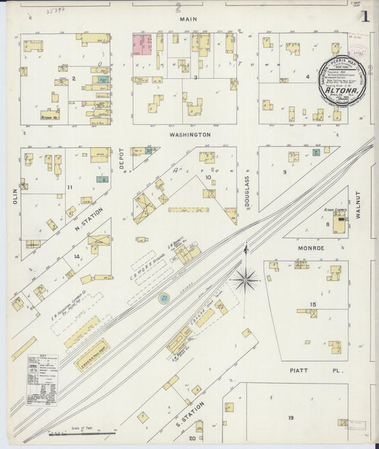 Sanborn Fire Insurance Map from Altona, Knox County, Illinois (1894), Sheet #0001 - Complete Map Set gallery image, historic Sanborn map, vintage wall art, Illinois Illinois