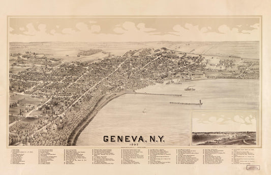 Geneva, N.Y., 1893. (Unknown) – Historic Bird’s-Eye View Panorama Print