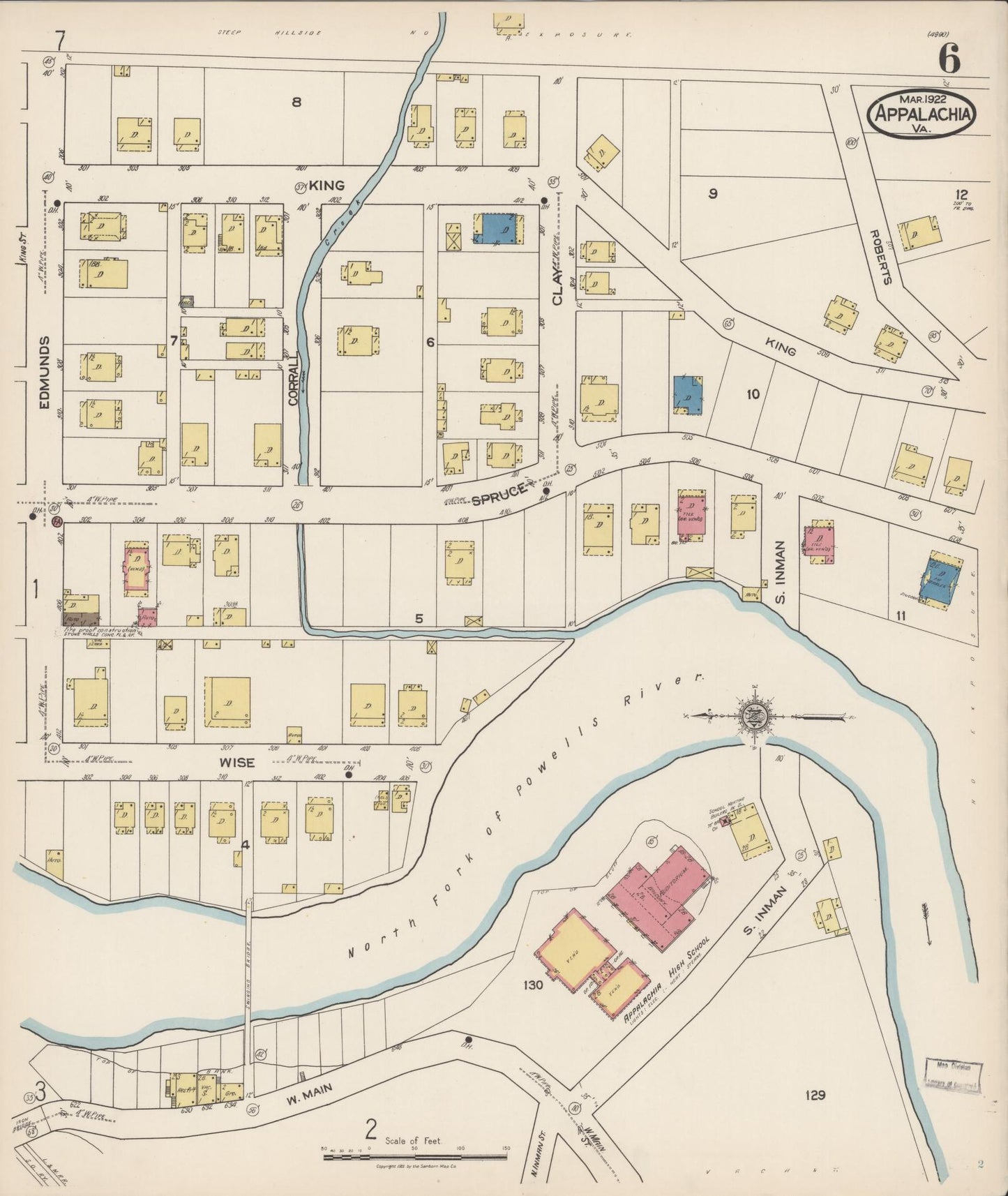 Sanborn Fire Insurance Map from Appalachia, Wise County, Virginia (1922), Sheet #0006 - Complete Map Set gallery image, historic Sanborn map, vintage wall art, Virginia Virginia