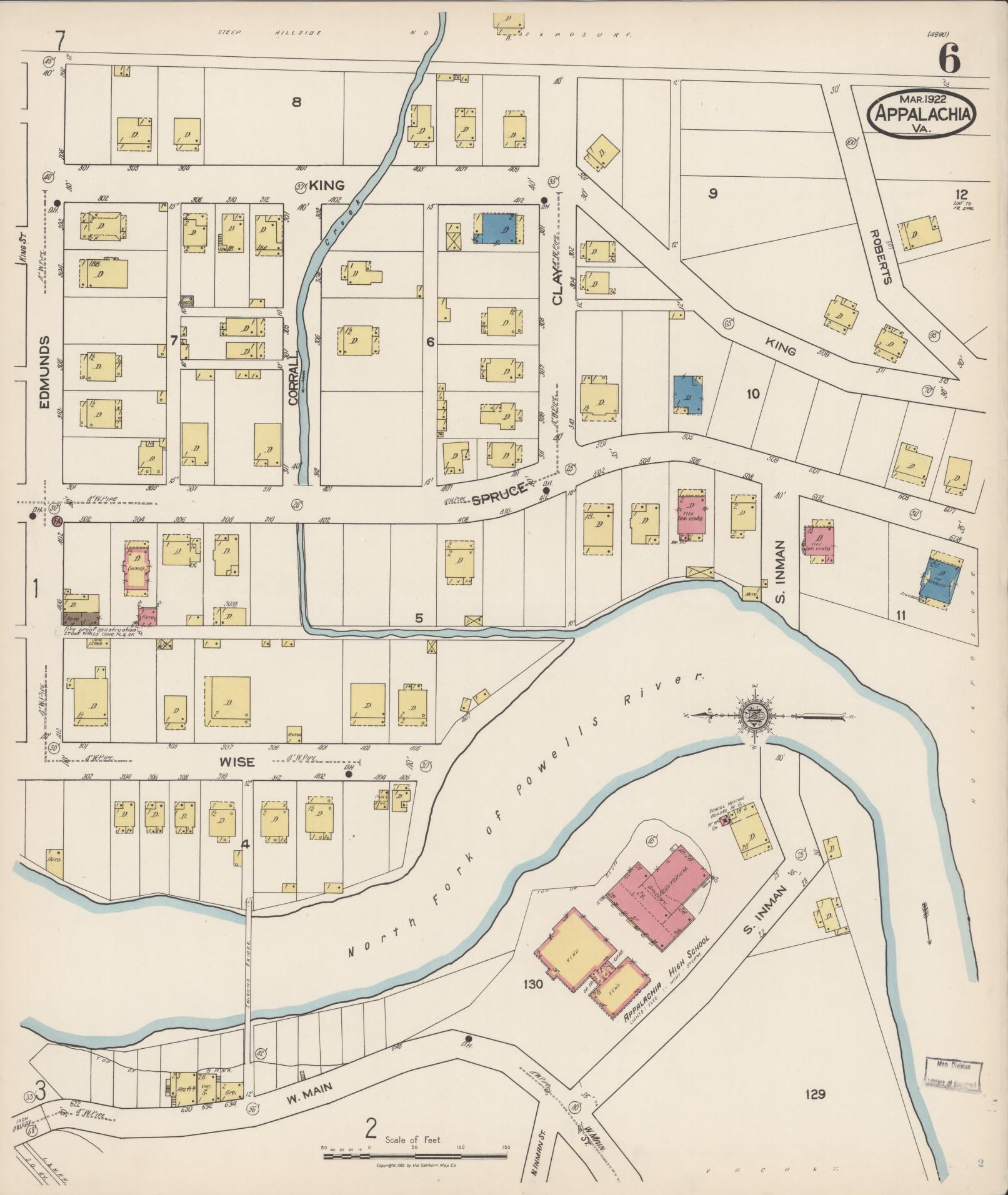 Sanborn Fire Insurance Map from Appalachia, Wise County, Virginia (1922), Sheet #0006 - Complete Map Set gallery image, historic Sanborn map, vintage wall art, Virginia Virginia