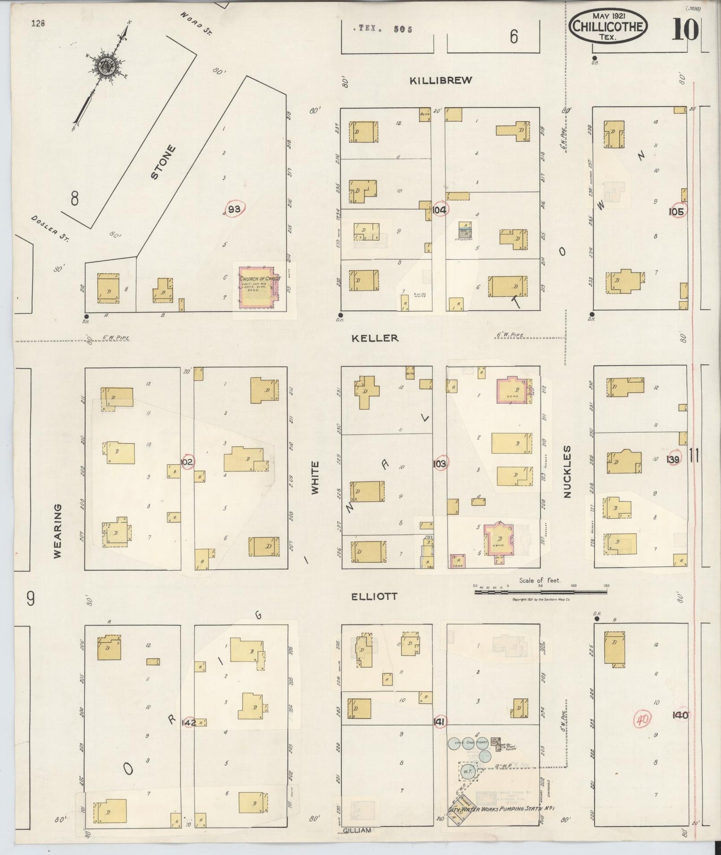 Sanborn Fire Insurance Map from Chillicothe, Hardeman County, Texas (1941), Sheet #0010 - Historic Sanborn Fire Insurance Map Print, vintage old map wall art, antique decor, genealogy gift, Texas Texas map