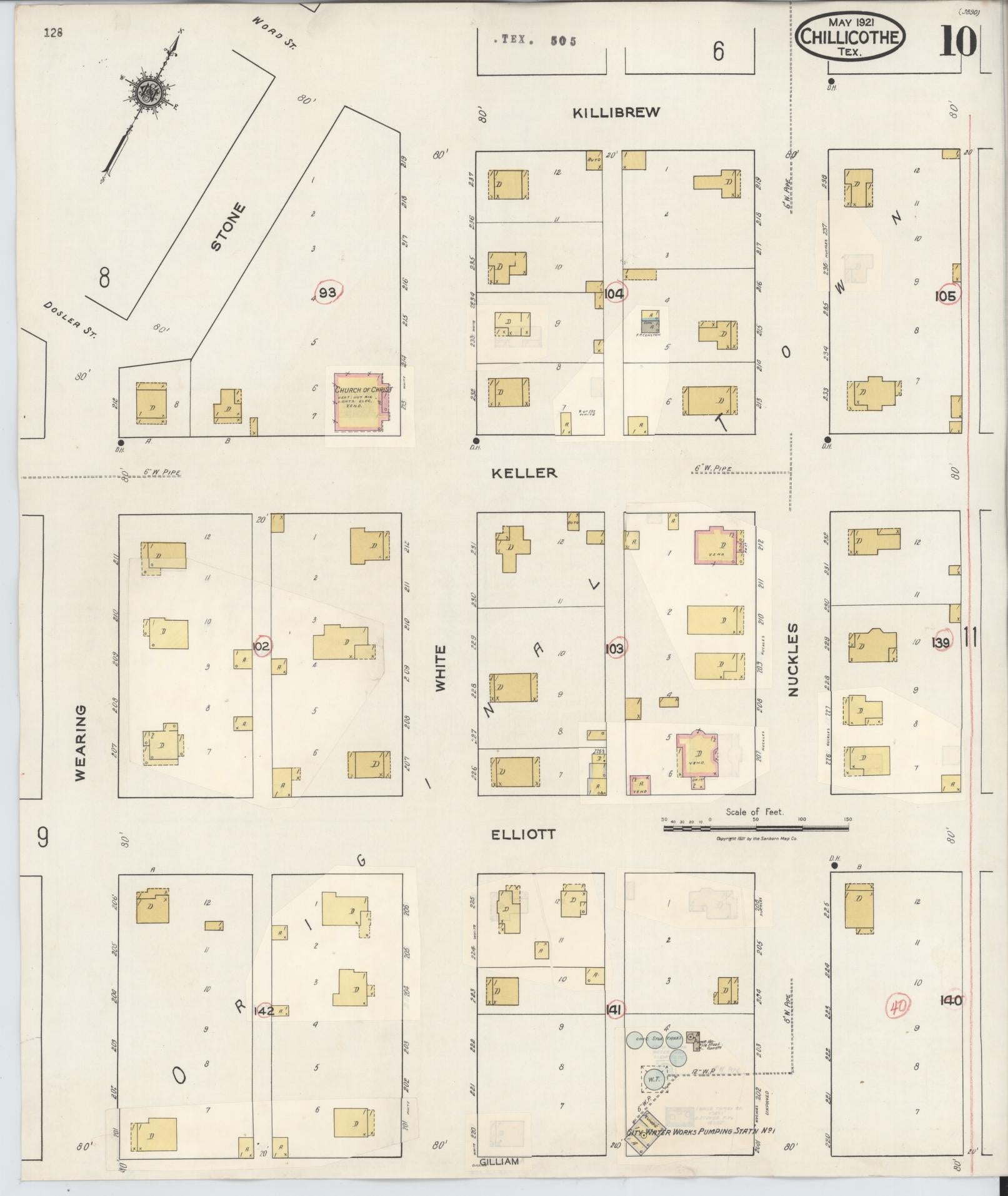 Sanborn Fire Insurance Map from Chillicothe, Hardeman County, Texas (1941), Sheet #0010 - Historic Sanborn Fire Insurance Map Print, vintage old map wall art, antique decor, genealogy gift, Texas Texas map
