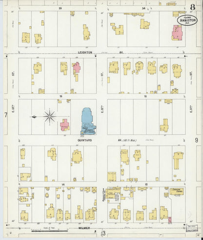 Sanborn Fire Insurance Map from Anniston, Calhoun County, Alabama (1900), Sheet #0008 - Complete Map Set gallery image, historic Sanborn map, vintage wall art, Alabama Alabama