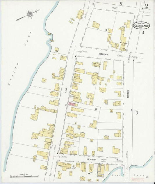 Sanborn Fire Insurance Map from Cleveland, Oswego County, New York (1912), Sheet #0002 - Historic Sanborn Fire Insurance Map Print, vintage old map wall art, antique decor, genealogy gift, New York New York map