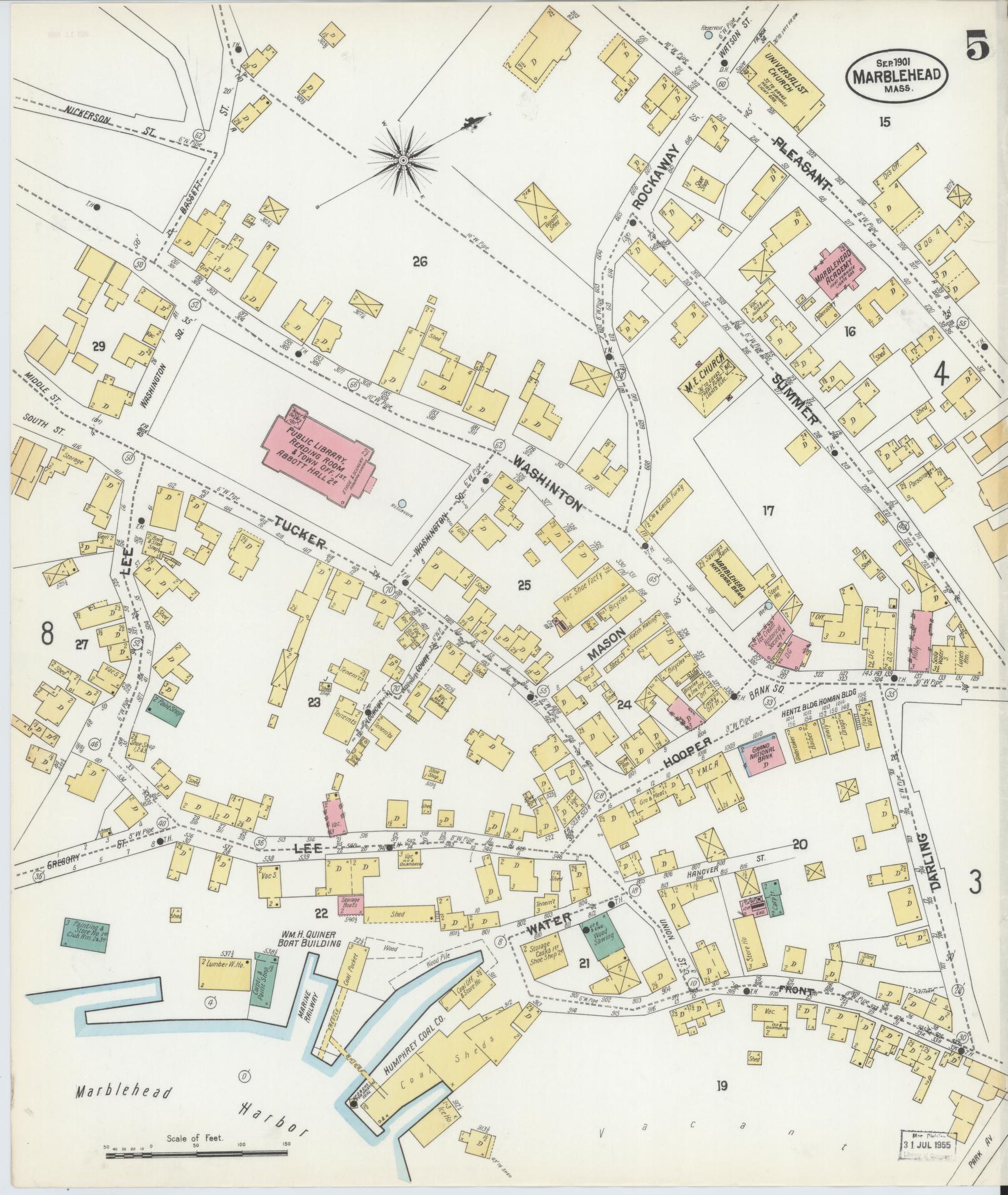 Sanborn Fire Insurance Map from Marblehead, Essex County, Massachusetts (1901), Sheet #0005 - Complete Map Set gallery image, historic Sanborn map, vintage wall art, Massachusetts Massachusetts