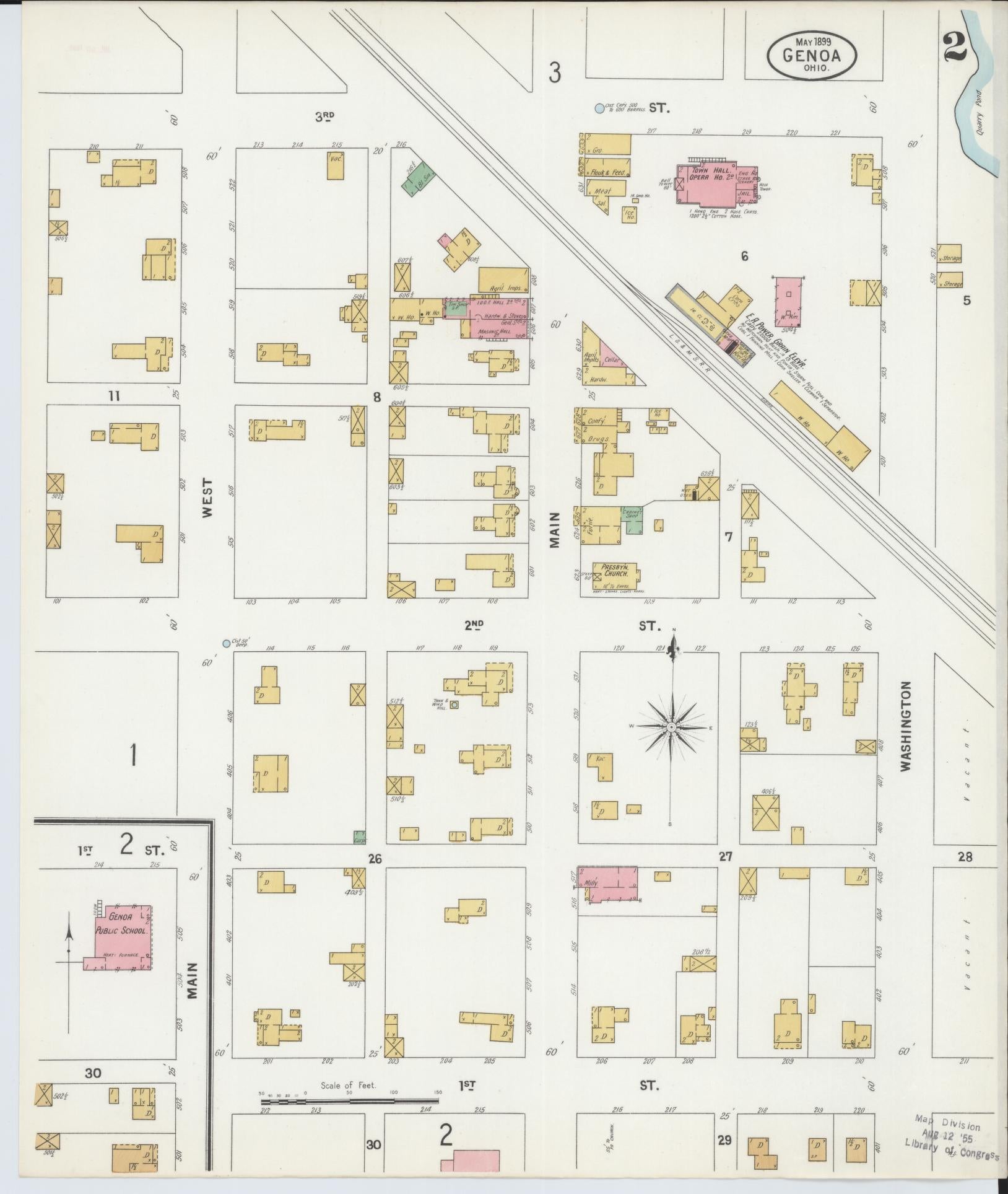 Sanborn Fire Insurance Map from Genoa, Ottawa County, Ohio (1899), Sheet #0002 - Historic Sanborn Fire Insurance Map Print, vintage old map wall art, antique decor, genealogy gift, Ohio Ohio map