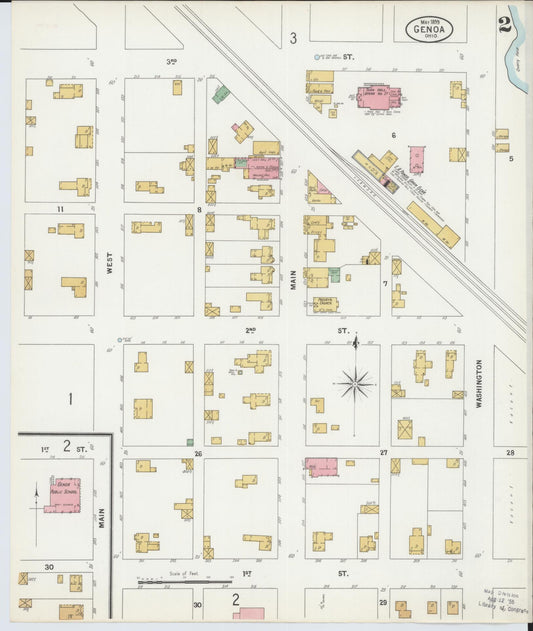 Sanborn Fire Insurance Map from Genoa, Ottawa County, Ohio (1899), Sheet #0002 - Historic Sanborn Fire Insurance Map Print, vintage old map wall art, antique decor, genealogy gift, Ohio Ohio map