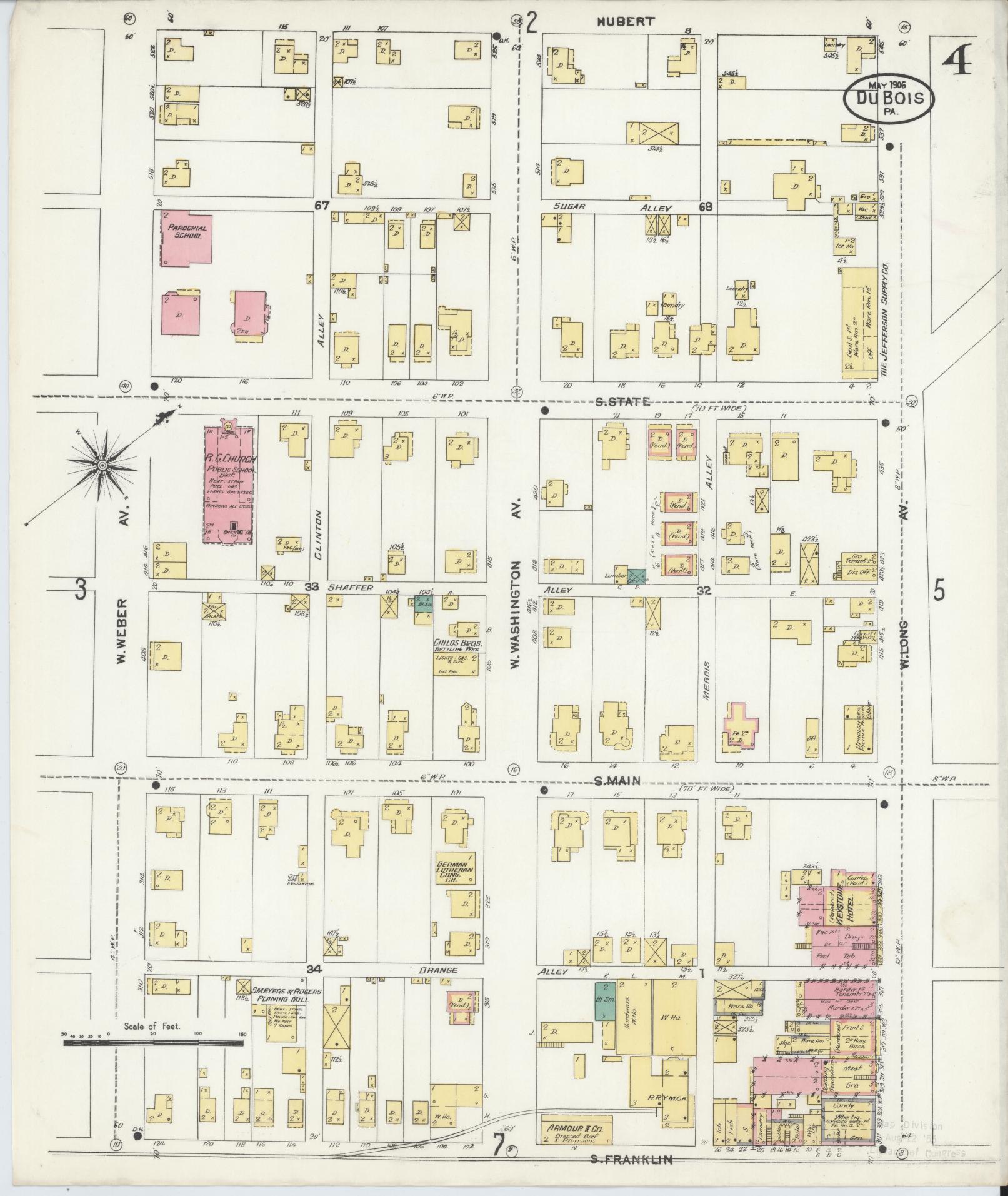 Sanborn Fire Insurance Map from Du Bois, Clearfield County, Pennsylvania (1906), Sheet #0004 - Historic Sanborn Fire Insurance Map Print, vintage old map wall art, antique decor, genealogy gift, Pennsylvania Pennsylvania map