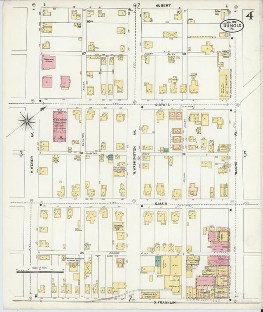 Sanborn Fire Insurance Map from Du Bois, Clearfield County, Pennsylvania (1906), Sheet #0004 - Historic Sanborn Fire Insurance Map Print, vintage old map wall art, antique decor, genealogy gift, Pennsylvania Pennsylvania map