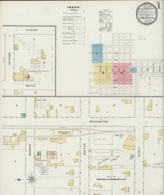 Sanborn Fire Insurance Map from Lancaster, Grant County, Wisconsin (1894), Sheet #0001 - Historic Sanborn Fire Insurance Map Print, vintage old map wall art, antique decor, genealogy gift, Wisconsin Wisconsin map