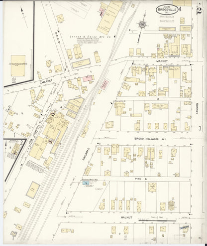 Sanborn Fire Insurance Map from Bridgeville, Sussex County, Delaware (1912), Sheet #0002 - Complete Map Set gallery image, historic Sanborn map, vintage wall art, Delaware Delaware