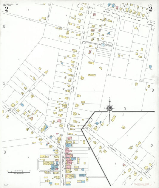 Sanborn Fire Insurance Map from Reisterstown, Baltimore County, Maryland (1950), Sheet #0002 - Historic Sanborn Fire Insurance Map Print, vintage old map wall art