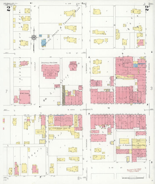 Sanborn Fire Insurance Map from Shelbyville, Shelby County, Illinois (1933), Sheet #0002 - Historic Sanborn Fire Insurance Map Print, vintage old map wall art, antique decor, genealogy gift, Illinois Illinois map