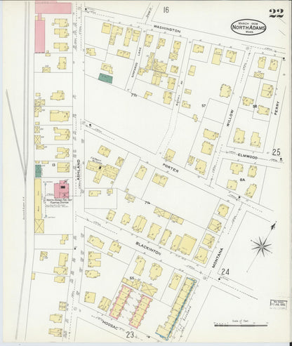 Sanborn Fire Insurance Map from North Adams, Berkshire County, Massachusetts (1908), Sheet #0022 - Complete Map Set gallery image, historic Sanborn map, vintage wall art, Massachusetts Massachusetts