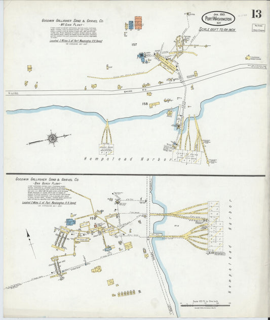 Sanborn Fire Insurance Map from Port Washington, Nassau County, New York (1919), Sheet #0013 - Historic Sanborn Fire Insurance Map Print, vintage old map wall art, antique decor, genealogy gift, New York New York map