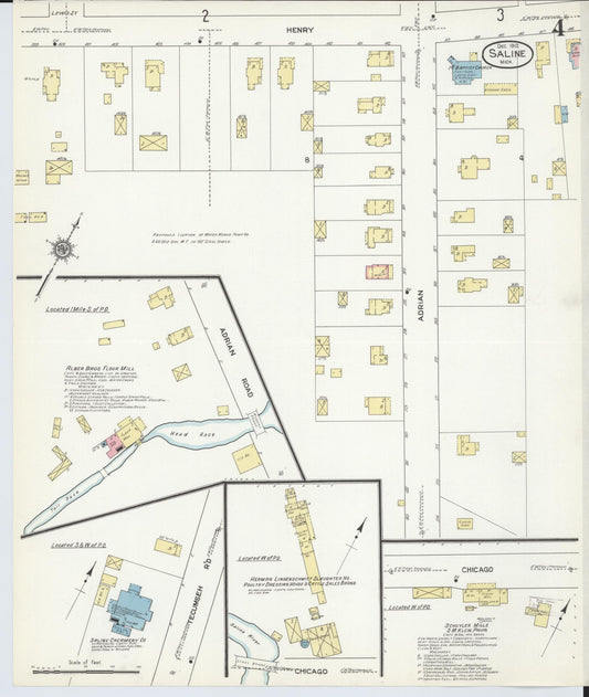 Sanborn Fire Insurance Map from Saline, Washtenaw County, Michigan (1912), Sheet #0004 - Historic Sanborn Fire Insurance Map Print, vintage old map wall art, antique decor, genealogy gift, Michigan Michigan map