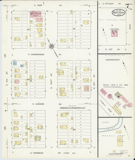 Sanborn Fire Insurance Map from Montrose, Montrose County, Colorado (1912), Sheet #0007 - Historic Sanborn Fire Insurance Map Print, vintage old map wall art, antique decor, genealogy gift, Colorado Colorado map