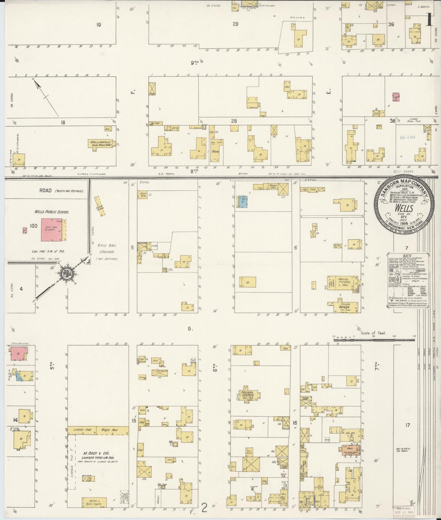 Sanborn Fire Insurance Map from Wells, Elko County, Nevada. (1914) – Historic Sanborn Fire Insurance Map Print