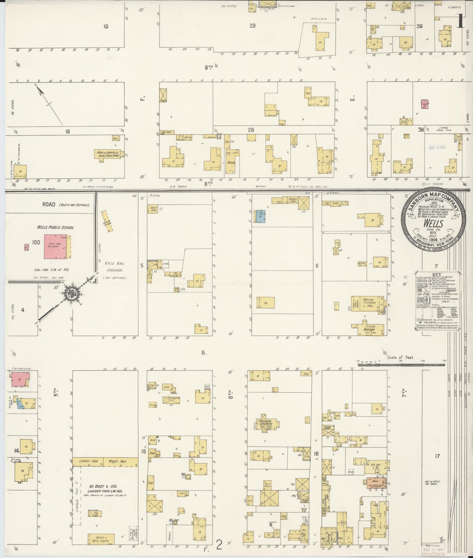 Sanborn Fire Insurance Map from Wells, Elko County, Nevada. (1914) – Historic Sanborn Fire Insurance Map Print
