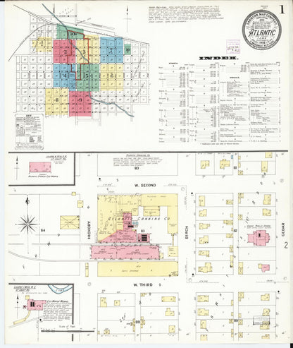 Sanborn Fire Insurance Map from Atlantic, Cass County, Iowa (1908), Sheet #0001 - Historic Sanborn Fire Insurance Map Print