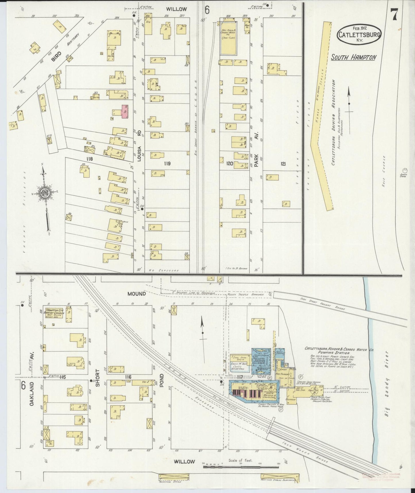 Sanborn Fire Insurance Map from Catlettsburg, Boyd County, Kentucky (1912), Sheet #0007 - Complete Map Set gallery image, historic Sanborn map, vintage wall art, Kentucky Kentucky