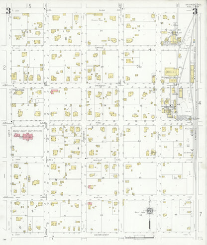 Sanborn Fire Insurance Map from Bastrop, Bastrop County, Texas (1934), Sheet #0003 - Historic Sanborn Fire Insurance Map Print, vintage old map wall art, antique decor, genealogy gift, Texas Texas map