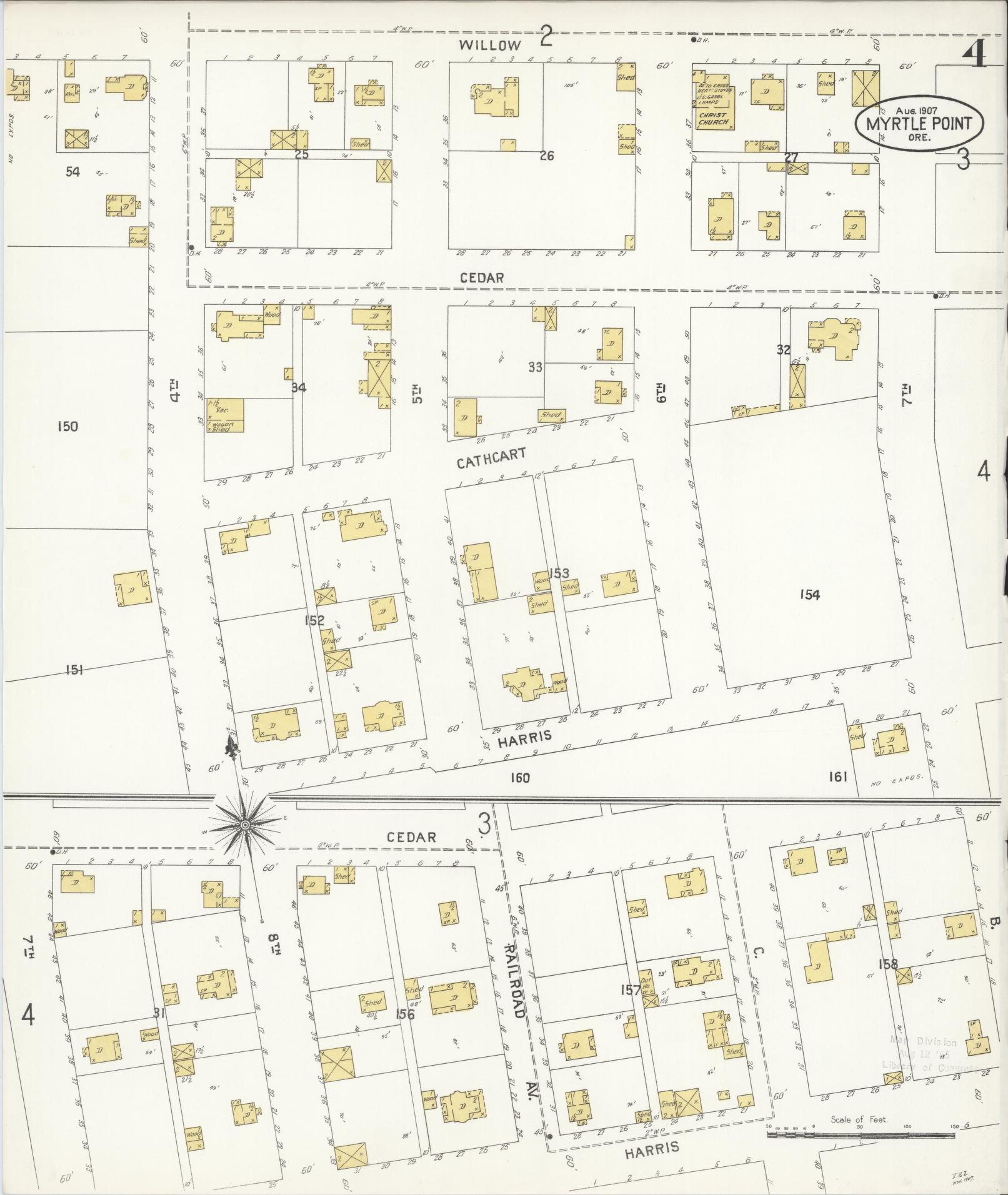 Sanborn Fire Insurance Map from Myrtle Point, Coos County, Oregon (1907), Sheet #0004 - Complete Map Set gallery image, historic Sanborn map, vintage wall art, Oregon Oregon