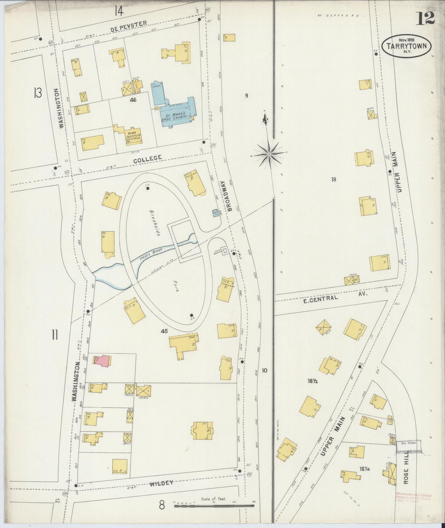 Sanborn Fire Insurance Map from Tarrytown, Westchester County, New York (1898), Sheet #0012 - Historic Sanborn Fire Insurance Map Print, vintage old map wall art, antique decor, genealogy gift, New York New York map