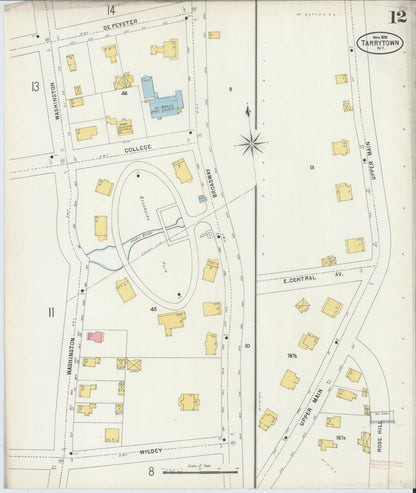 Sanborn Fire Insurance Map from Tarrytown, Westchester County, New York (1898), Sheet #0012 - Historic Sanborn Fire Insurance Map Print, vintage old map wall art, antique decor, genealogy gift, New York New York map