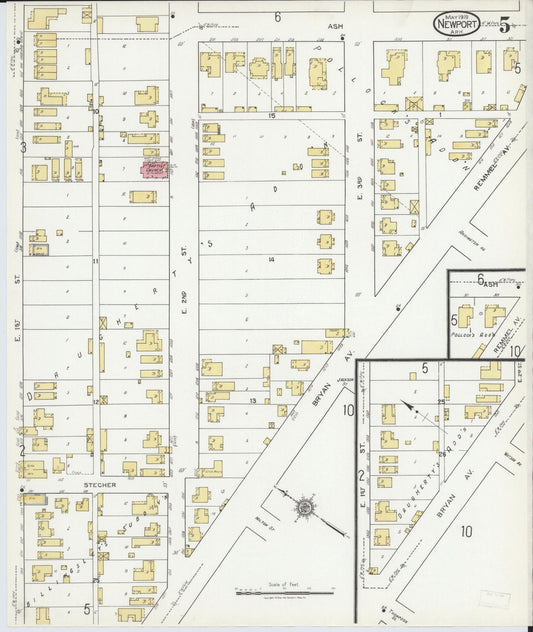 Sanborn Fire Insurance Map from Newport, Jackson County, Arkansas (1919), Sheet #0005 - Historic Sanborn Fire Insurance Map Print, vintage old map wall art, antique decor, genealogy gift, Arkansas Arkansas map
