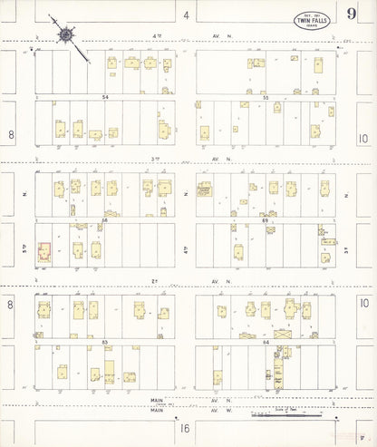 Sanborn Fire Insurance Map from Twin Falls, Twin Falls County, Idaho (1911), Sheet #0009 - Complete Map Set gallery image, historic Sanborn map, vintage wall art, Falls Idaho