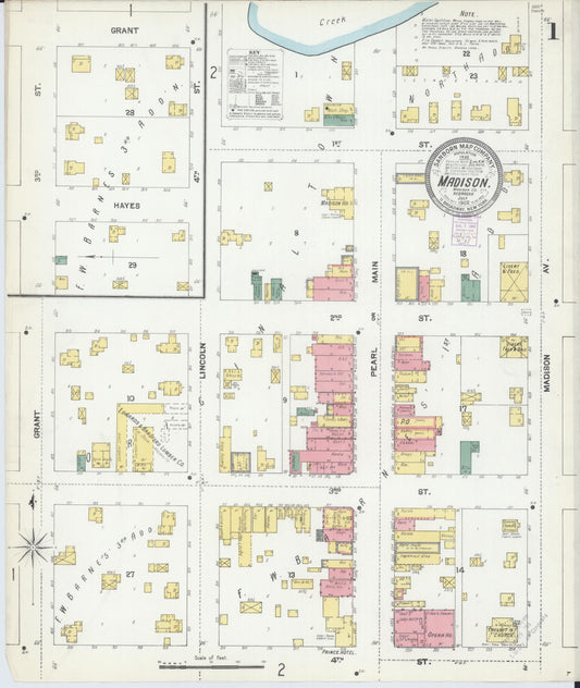Sanborn Fire Insurance Map from Madison, Madison County, Nebraska (1902), Sheet #0001 - Historic Sanborn Fire Insurance Map Print, vintage old map wall art, antique decor, genealogy gift, Nebraska Nebraska map