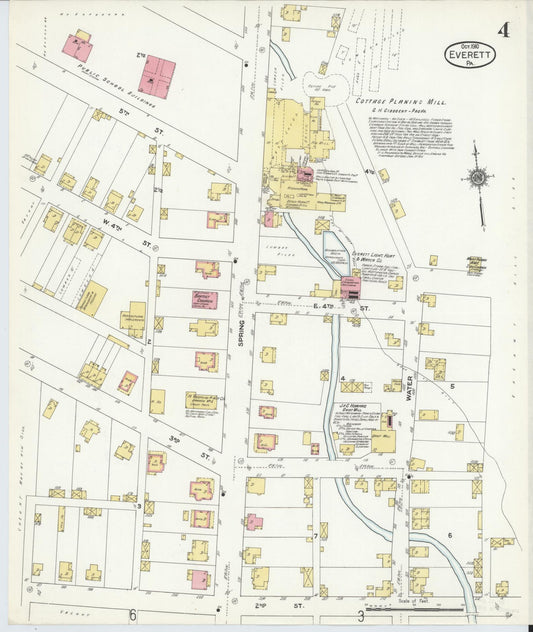 Sanborn Fire Insurance Map from Everett, Bedford County, Pennsylvania (1910), Sheet #0004 - Historic Sanborn Fire Insurance Map Print, vintage old map wall art, antique decor, genealogy gift, Pennsylvania Pennsylvania map