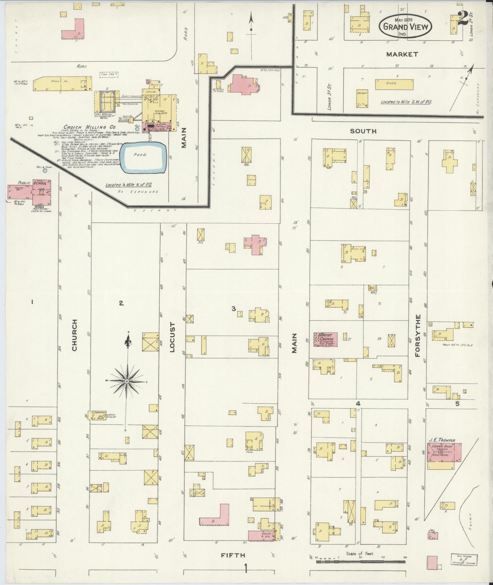 Sanborn Fire Insurance Map from Grand View, Spencer County, Indiana (1909), Sheet #0002 - Complete Map Set gallery image, historic Sanborn map, vintage wall art, Indiana Indiana