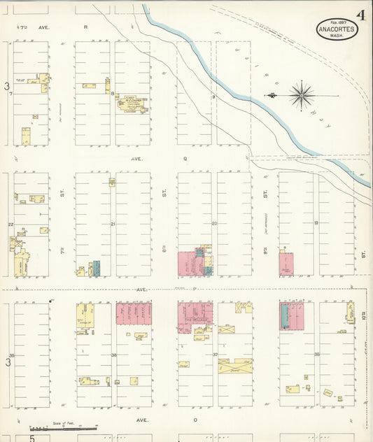 Sanborn Fire Insurance Map from Anacortes, Skagit County, Washington (1897), Sheet #0004 - Historic Sanborn Fire Insurance Map Print, vintage old map wall art, antique decor, genealogy gift, Washington Washington map