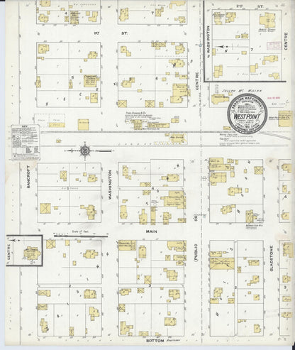 Sanborn Fire Insurance Map from West Point, Hancock County, Illinois (1910), Sheet #0001 - Historic Sanborn Fire Insurance Map Print, vintage old map wall art, antique decor, genealogy gift, Illinois Illinois map
