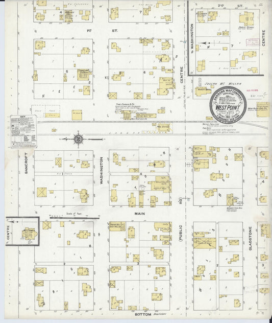 Sanborn Fire Insurance Map from West Point, Hancock County, Illinois (1910), Sheet #0001 - Historic Sanborn Fire Insurance Map Print, vintage old map wall art, antique decor, genealogy gift, Illinois Illinois map