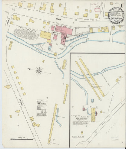 Sanborn Fire Insurance Map from Deep River, Middlesex County, Connecticut (1895), Sheet #0001 - Complete Map Set gallery image, historic Sanborn map, vintage wall art, Connecticut Connecticut