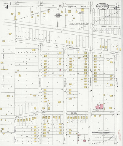 Sanborn Fire Insurance Map from Villa Park, Du Page County, Illinois (1925), Sheet #0004 - Complete Map Set gallery image, historic Sanborn map, vintage wall art, Illinois Illinois