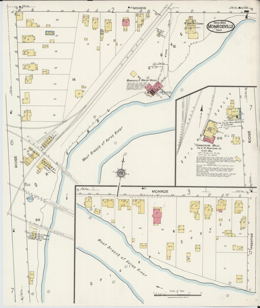 Sanborn Fire Insurance Map from Monroeville, Huron County, Ohio (1922), Sheet #0007 - Historic Sanborn Fire Insurance Map Print, vintage old map wall art, antique decor, genealogy gift, Ohio Ohio map