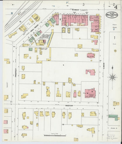 Sanborn Fire Insurance Map from Wellington, Lorain County, Ohio (1899), Sheet #0004 - Historic Sanborn Fire Insurance Map Print, vintage old map wall art, antique decor, genealogy gift, Ohio Ohio map