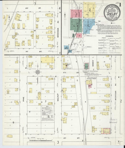 Sanborn Fire Insurance Map from Shelby, Oceana County, Michigan (1910), Sheet #0001 - Historic Sanborn Fire Insurance Map Print, vintage old map wall art, antique decor, genealogy gift, Michigan Michigan map
