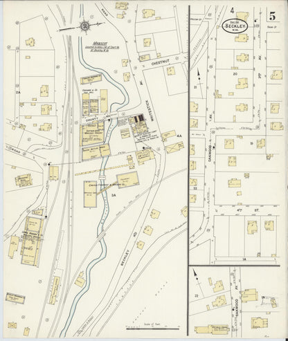 Sanborn Fire Insurance Map from Beckley, Raleigh County, West Virginia (1911), Sheet #0005 - Complete Map Set gallery image, historic Sanborn map, vintage wall art, West Virginia West Virginia