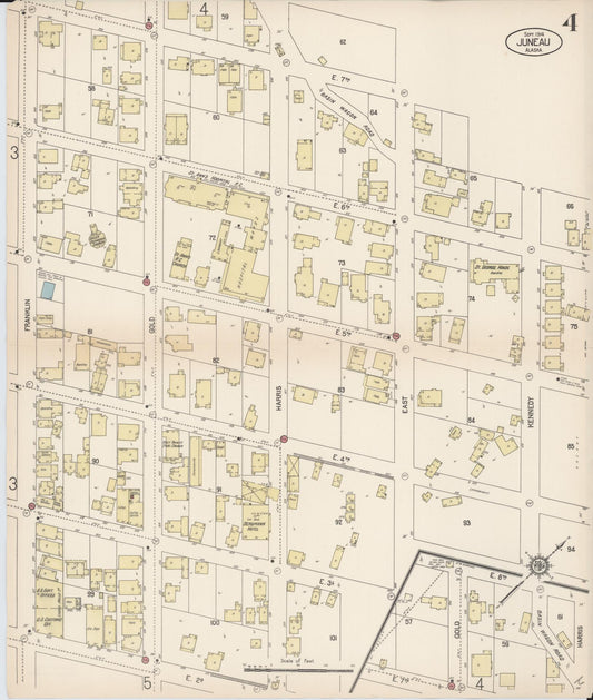 juneau census division, Alaska - 1914 - Sanborn Fire Insurance Map, Sheet 0004 - Historic Sanborn Fire Insurance Map Print, juneau census division Alaska 1914 0004 vintage old map wall art