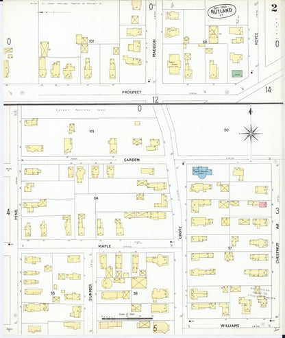 Sanborn Fire Insurance Map from Rutland, Rutland County, Vermont (1900), Sheet #0002 - Complete Map Set gallery image, historic Sanborn map, vintage wall art, Vermont Vermont