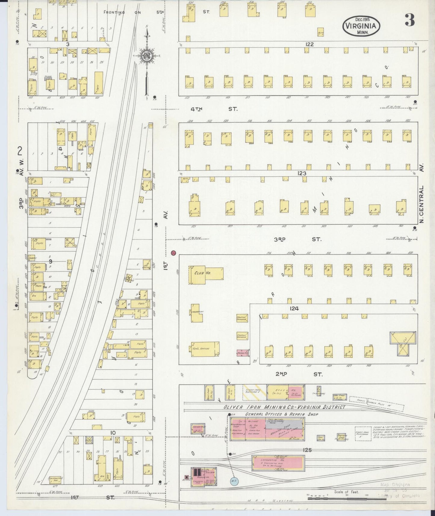 Sanborn Fire Insurance Map from Virginia, Saint Louis County, Minnesota (1915), Sheet #0003 - Complete Map Set gallery image, historic Sanborn map, vintage wall art, Minnesota Minnesota