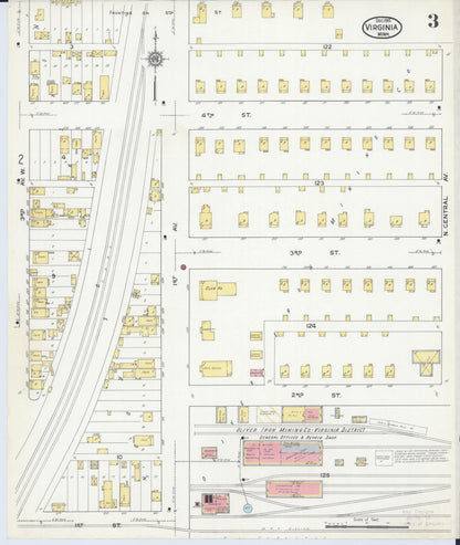 Sanborn Fire Insurance Map from Virginia, Saint Louis County, Minnesota (1915), Sheet #0003 - Complete Map Set gallery image, historic Sanborn map, vintage wall art, Minnesota Minnesota